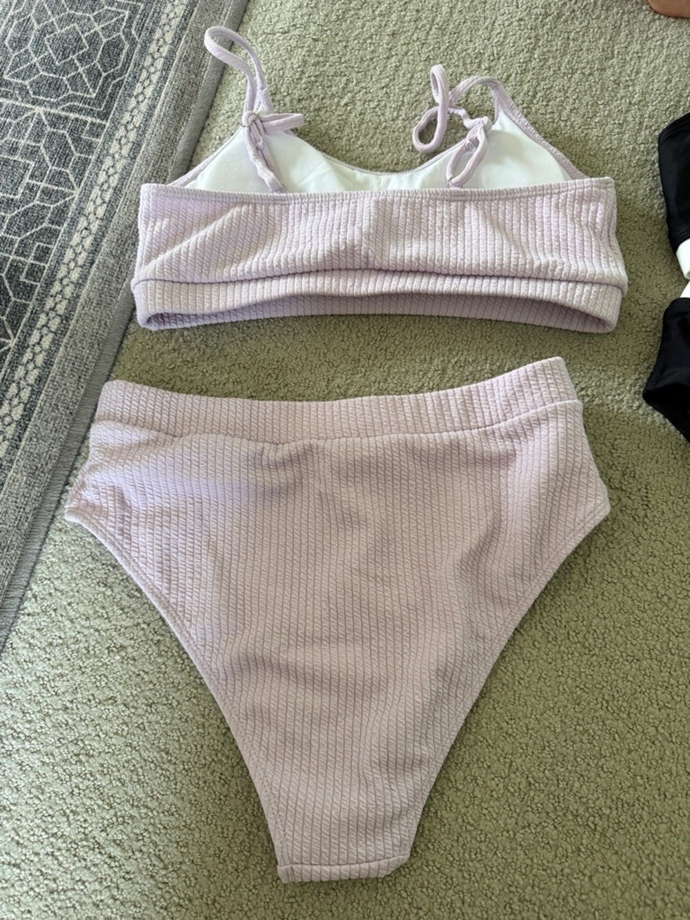 Lilac Ribbed High-Waist Bikini Set - Picture 3 of 4